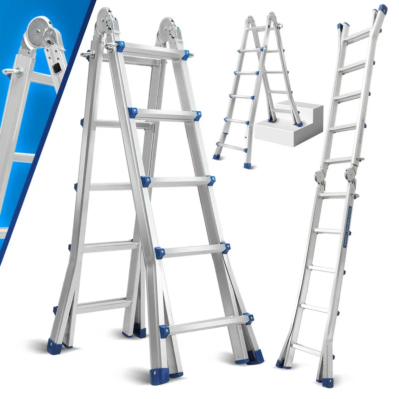 Escala telescópica 4x5 marchas plata + multifuncional, escala telescópica carga máxima 150 kg