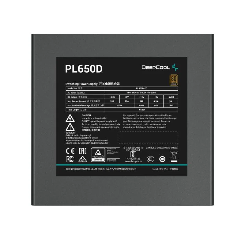 Deepcool pl650d fuente de alimentación 650 w 20+4 pines atx atx negra (r-pl650d-fc0w-jdeu-v2)