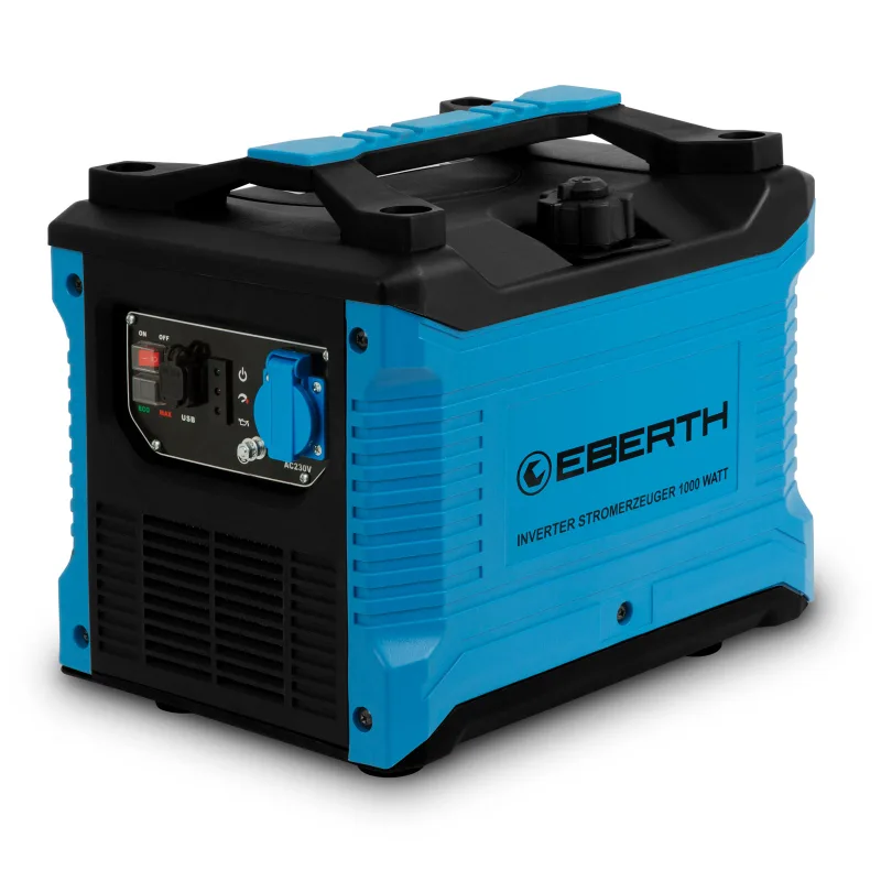 Eberth generador eléctrico inverter silencioso 1000 w, grupo electrógeno, motor de gasolina 2 cv, 1x 230 v y 2x toma usb