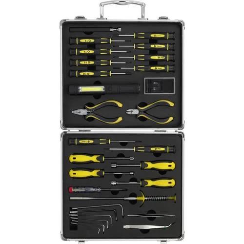 Basetech bt-1954694 juego de herramientas para bricolaje, técnico y electricista en estuche, 30 piezas