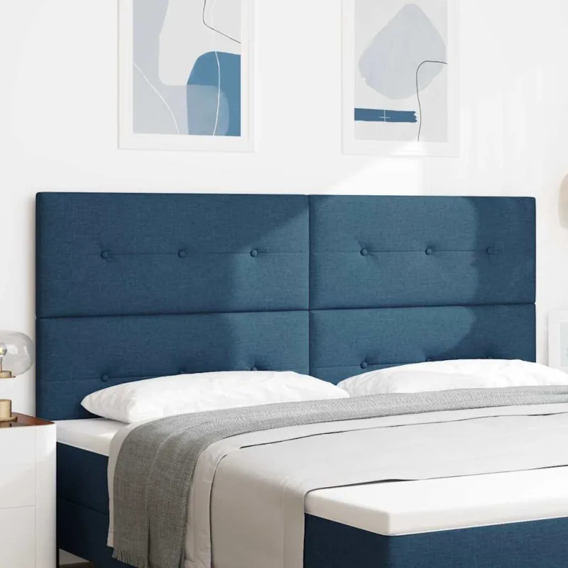 Cabecero ajustable en altura con cabecera azul 200 cm tela vidaxl