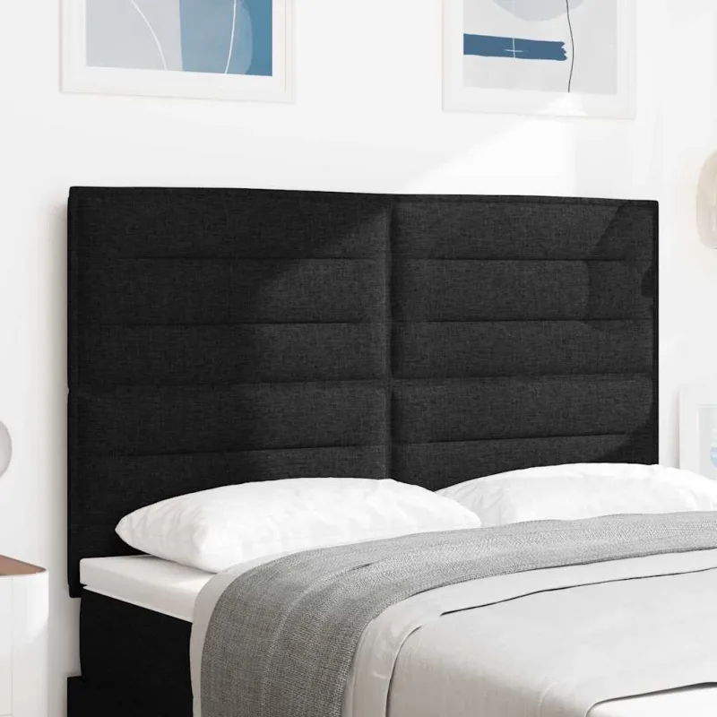 Cabecero led con tiras led con cabecera negro 144 cm tela vidaxl