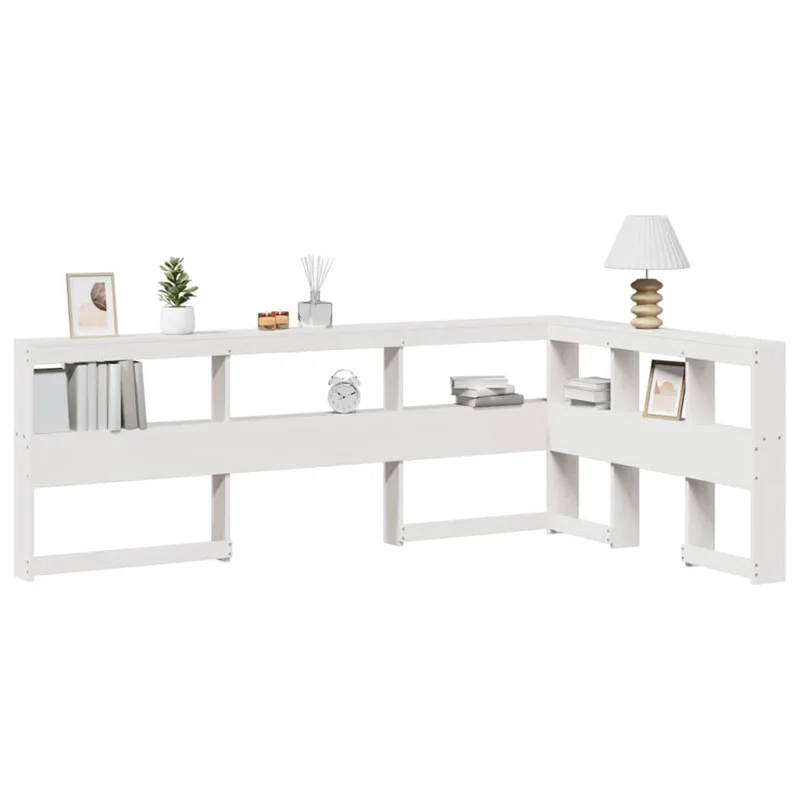 Cabecero librería en forma l madera maciza pino blanco 120 cm vidaxl