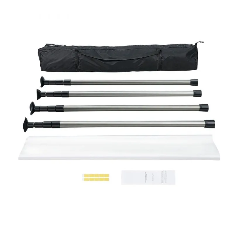 Conjunto de barrera anti-polvo con 4 postes telescópicos hasta 3,66 m y film plástico 10x4 m tekmaquinas