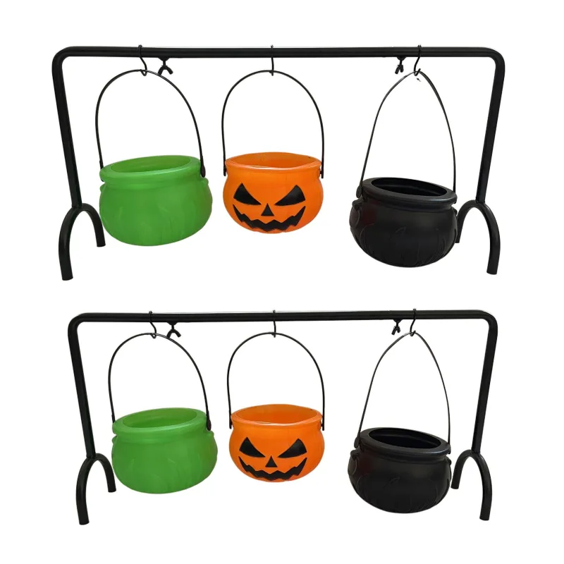 2 sets cuencos halloween bruja con soporte, tarros de caramelos fantasma y calabaza, decoración mesa fiestas de terror interior exterior