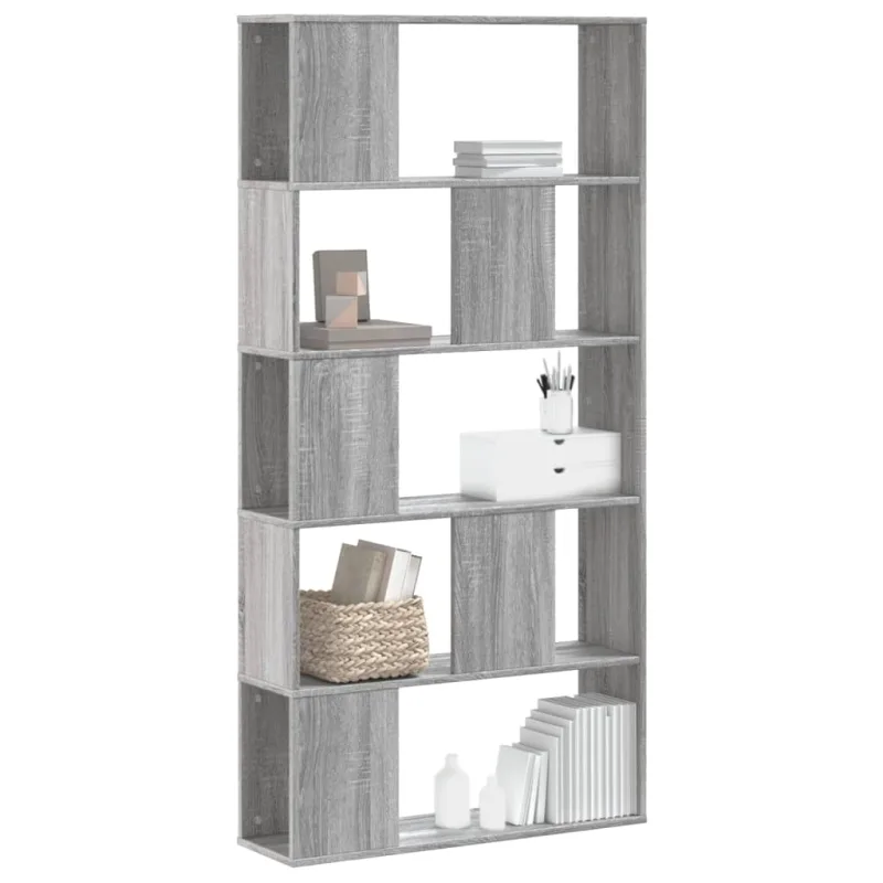 Maison exclusive - librería de 5 niveles madera gris sonoma 80,5x23,5x162,5 cm