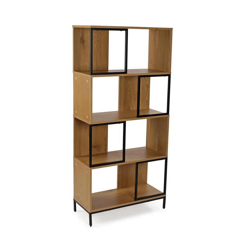 Versa estantería 4 baldas 146,5cm, estilo moderno, 146,5x70x30 cm, madera mdf y metal, natural