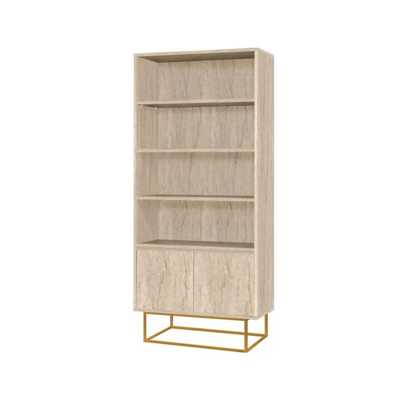 Estantería – 80 x 182 x 36 cm – travertino – 100% melamina revestida con patas metálicas