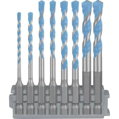 Juego de brocas multiusos bosch expert hex-9 multi construction, 8 piezas (2608901455)