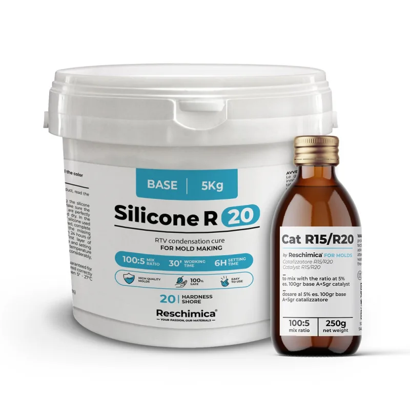Caucho de silicona r20, compatible con resinas, cera, yeso y otros materiales (5 kg)