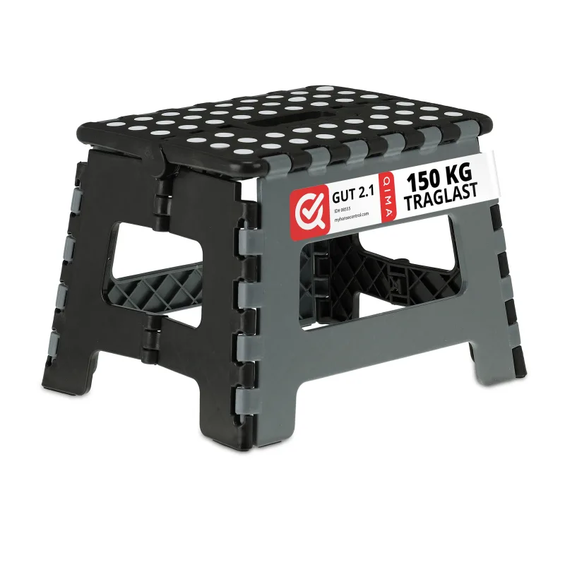 Taburetes plegables, juego de 10, para acampar y baño, hasta 150 kg, plástico, 22 x 35 x 28 cm, negro y gris, relaxdays