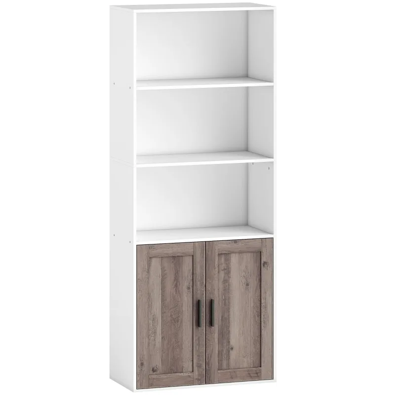 Estantería para libros homcom melamina de madera, mdf blanco y marrón 60x30x149.5 cm 836-618v00bn