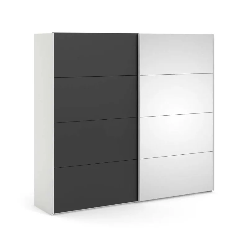 Armario 2 puertas, 12 estantes, barra para ropa, puerta con espejo, 242.7x220.4h cm blanco - catalina