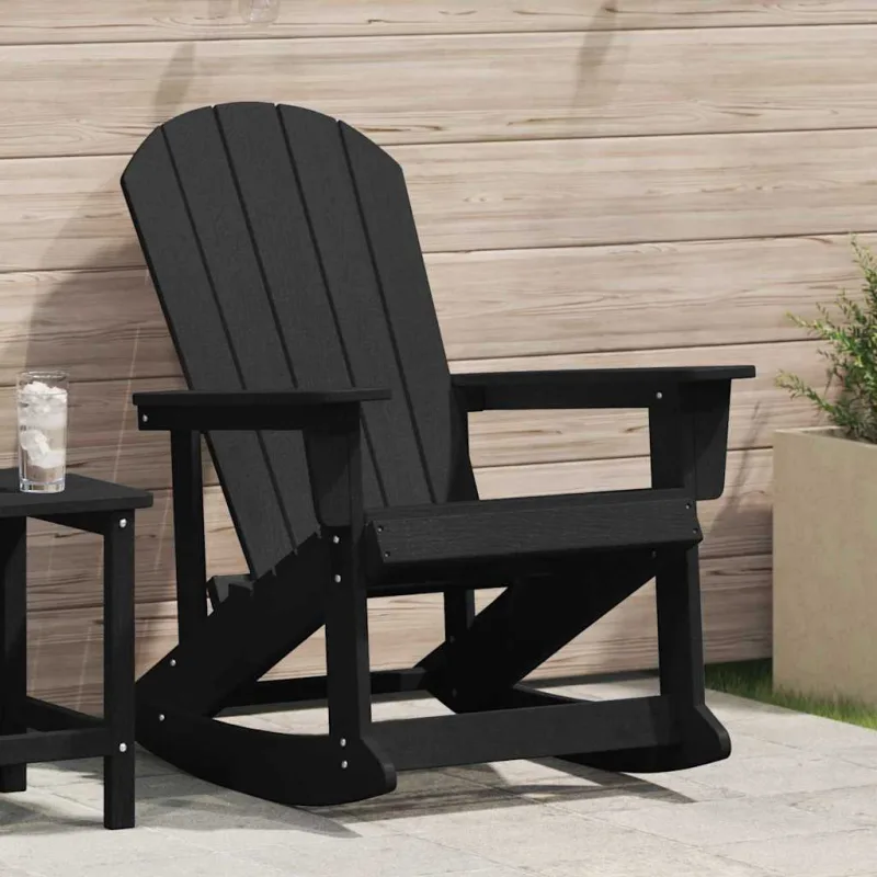 Silla mecedora adirondack negro 92 x 73,5 x 92 cm hdpe