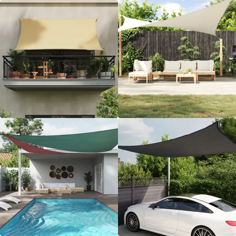 Toldo de vela rectangular tela oxford 6x8 m