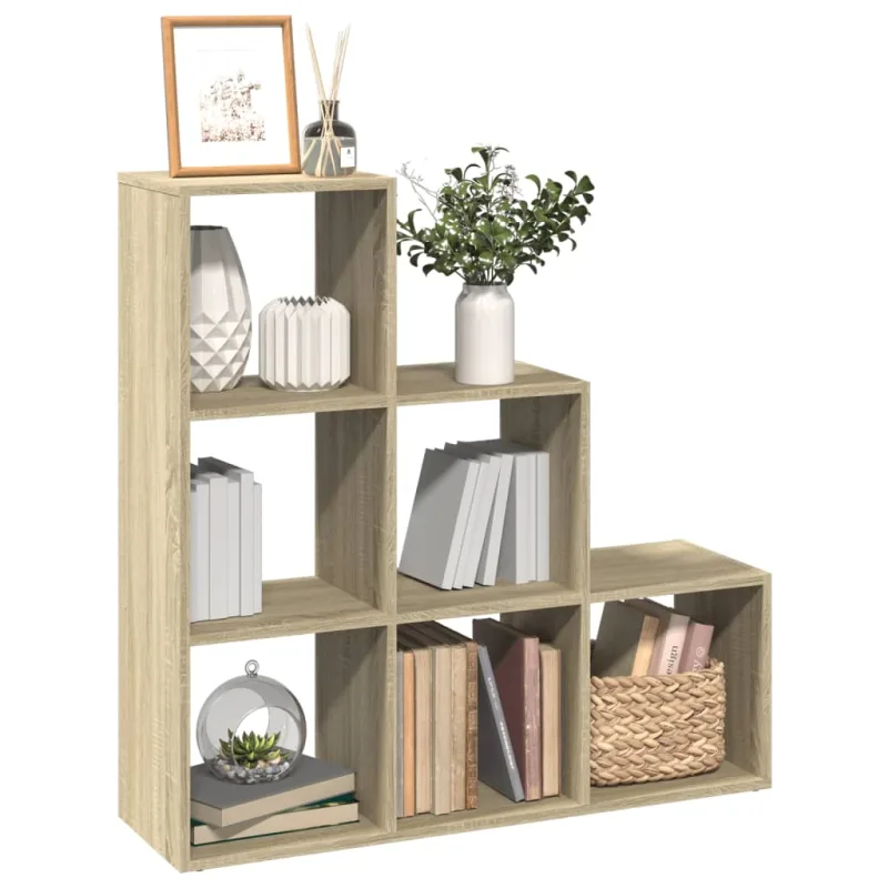 Librería divisor 3 niveles madera roble 99x29x99 cm
