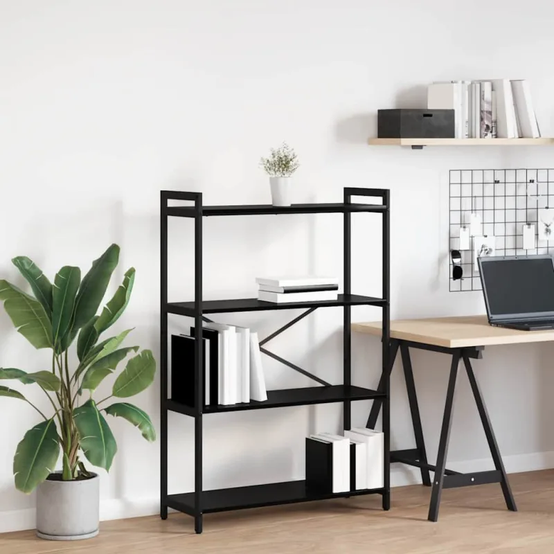 Estante de libros roble negro 80 x 30 x 120 cm