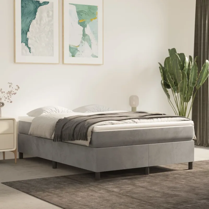 Estructura de cama con somier terciopelo gris claro 140x200 cm