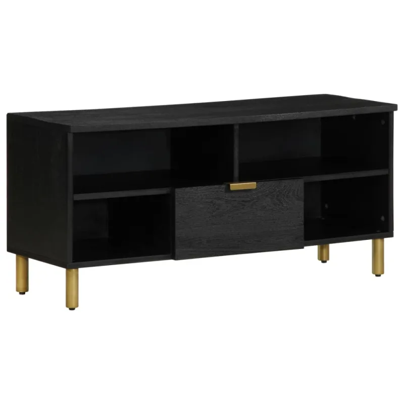 Mueble de tv madera de ingeniería negro 100x33x46 cm