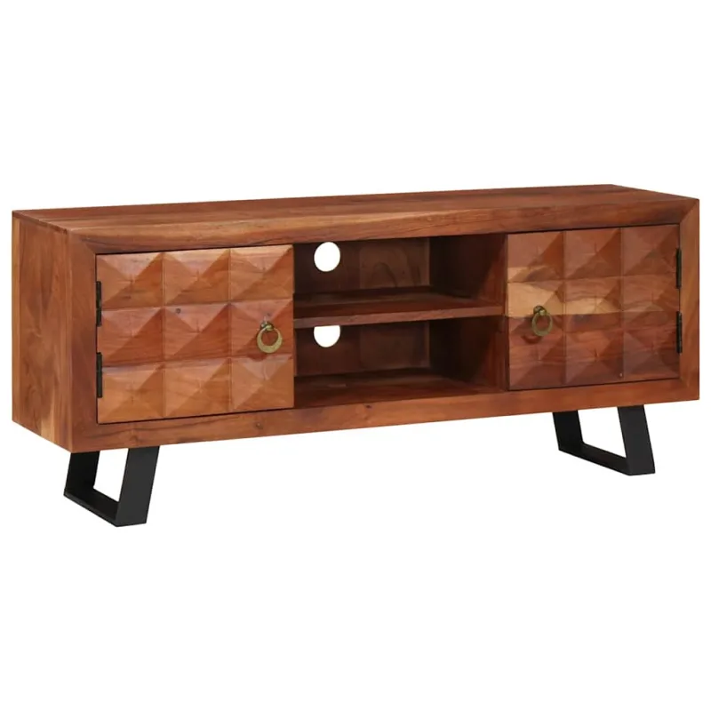 Mueble de tv con estante marrón miel 112 x 30 x 48 cm