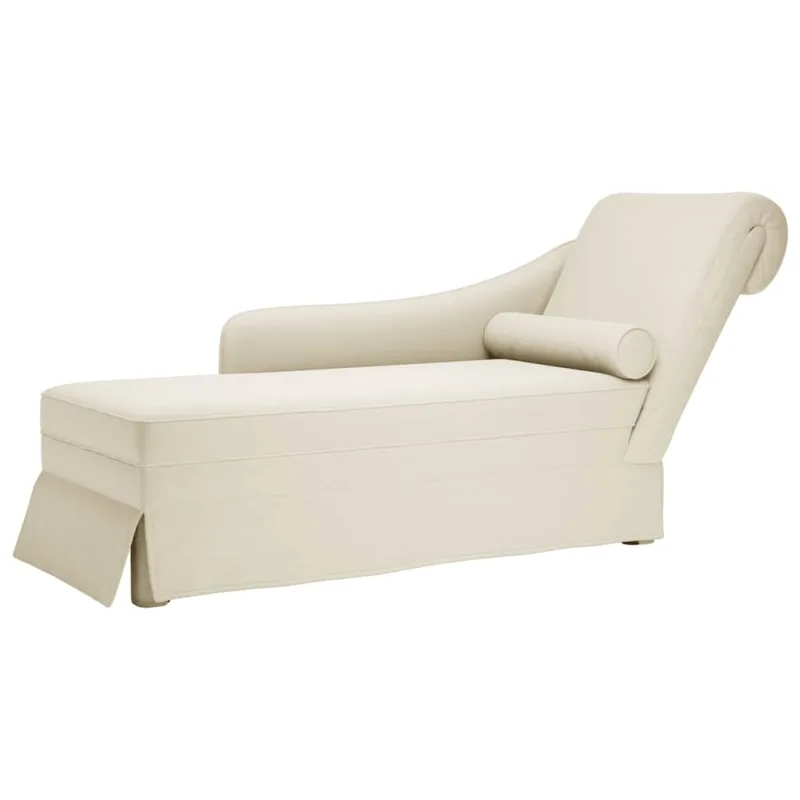 Chaise longue respaldo reposabrazos derecho terciopelo crema