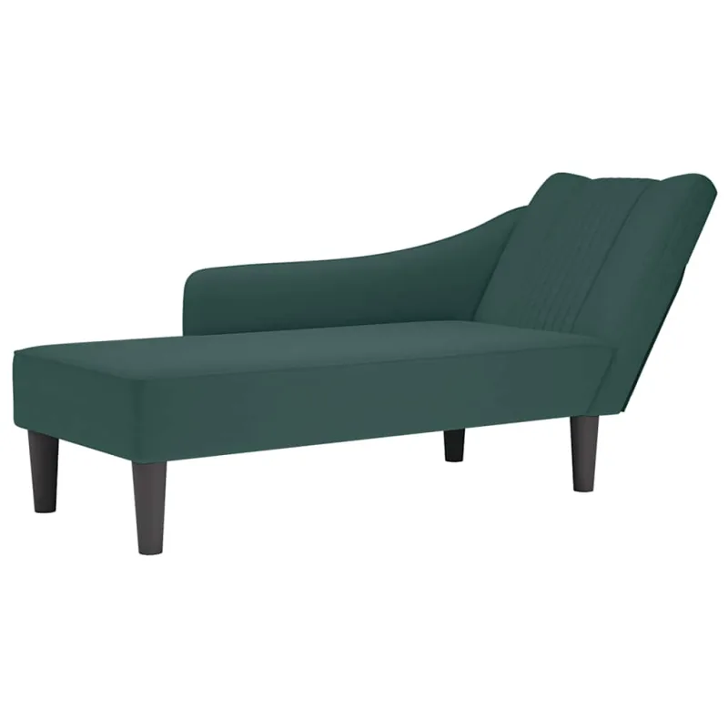 Chaise longue con reposabrazos derecho terciopelo oscuro
