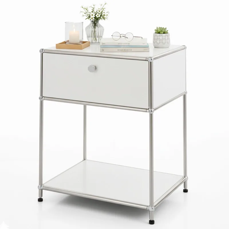 Estantería de metal cromado diseño depurado, concept epure mk-139, l50 × p40 × h65 cm, blanco