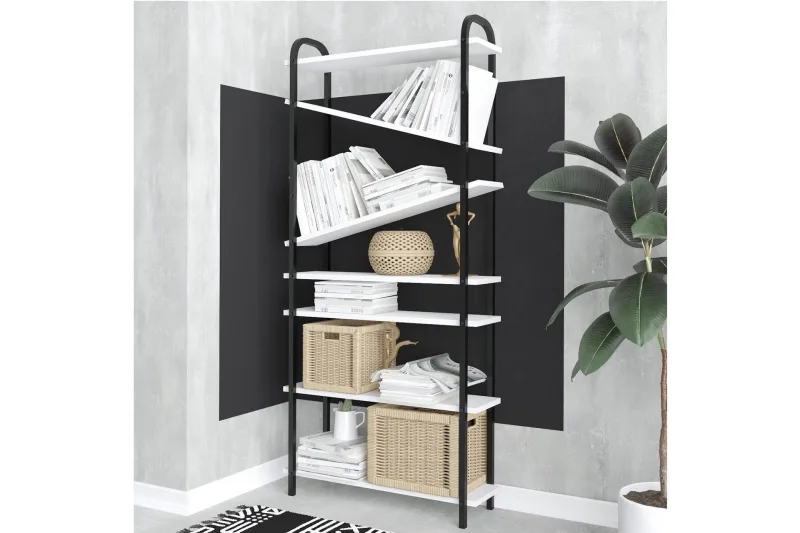 Librería – 78cm x 170cm x 22cm – blanco y negro – aglomerado