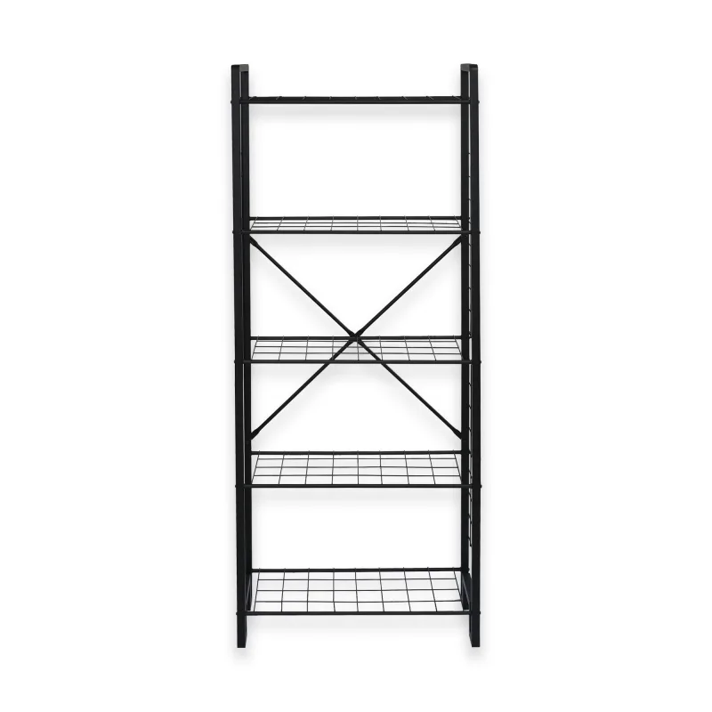 Librería – 30 cm de ancho, 60 cm de alto, 156 cm de fondo – negra – metal