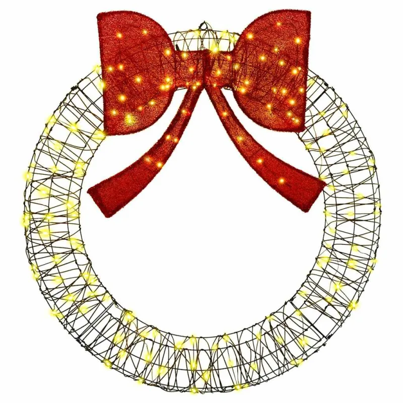 Corona con 150 leds blanco cálido 120 cm ratán