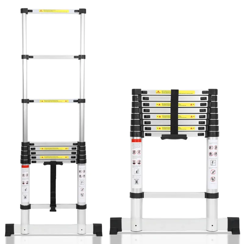 Escalera telescópica 2,6m con estabilizador, plegable, multifuncional, 150kg