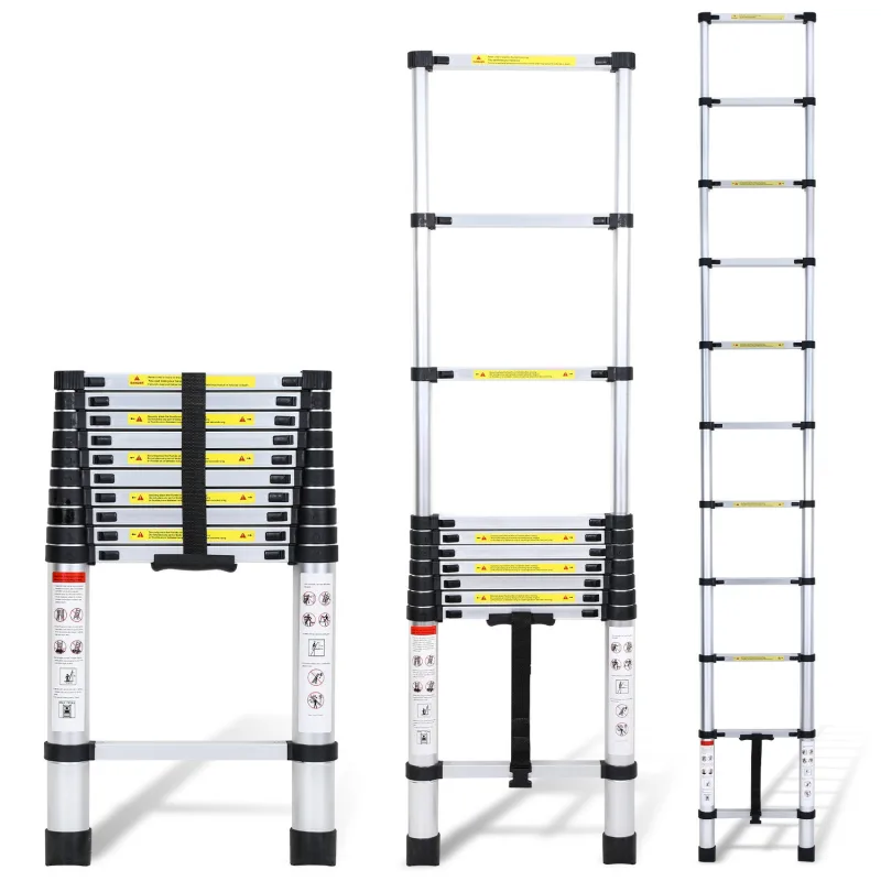 Escalera telescópica de aluminio 3,2m, extensible, plegable, multifuncional, 150kg
