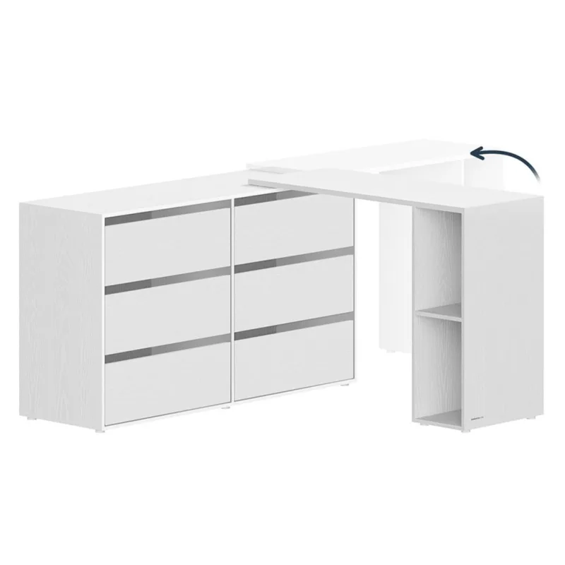 Tocador de montaje rápido 39 x 120 x 72 cm cómoda mueble de almacenaje con estantes contiguos o en l para 12_0006065