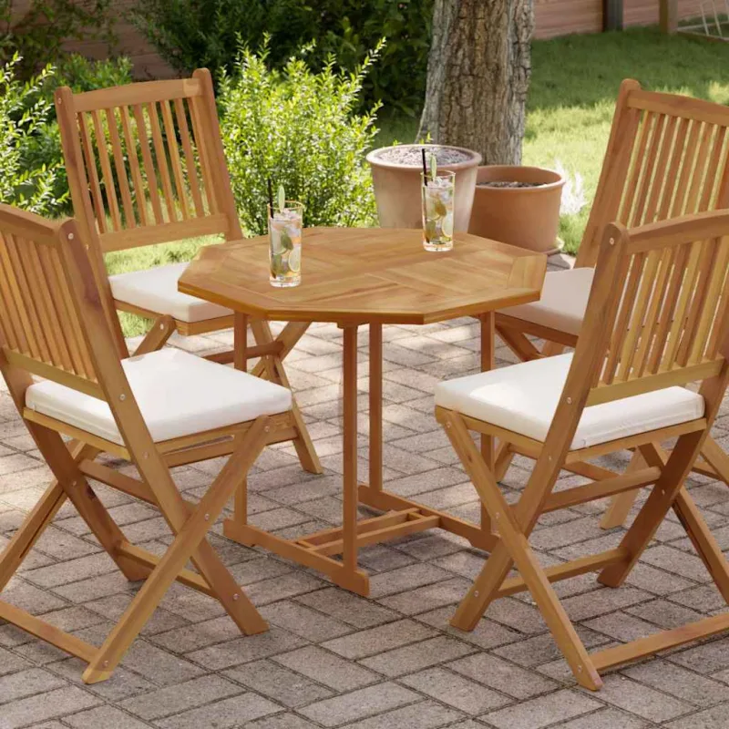 Tablero de mesa octogonal de madera maciza de teca 80x80x2,5 cm