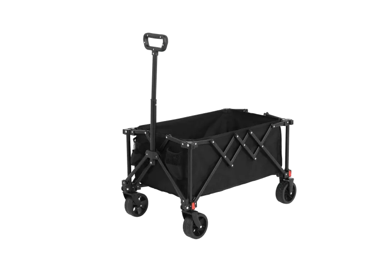Carrito plegable todo terreno, carrito de jardín resistente con asa ajustable para camping, compras y deportes - negro