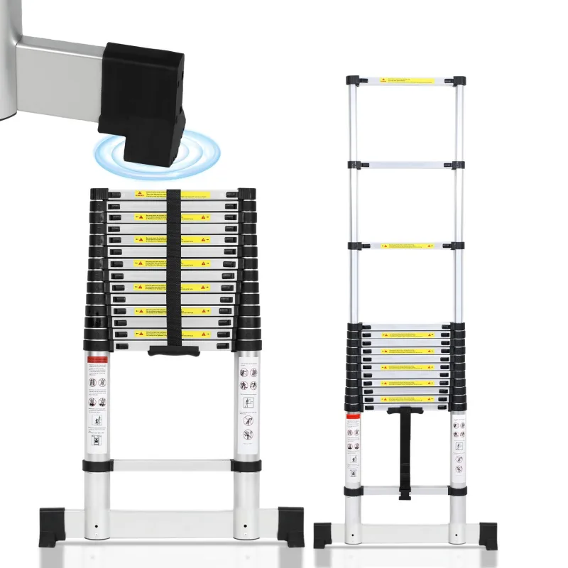 Escalera telescópica 4,4m con estabilizador, plegable, multifuncional, 150kg
