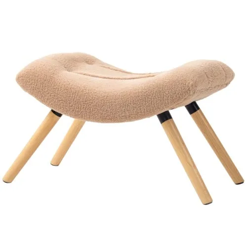 Pouf moderno, acolchado, revestimiento polar, pies de madera, marrón – comfortxl