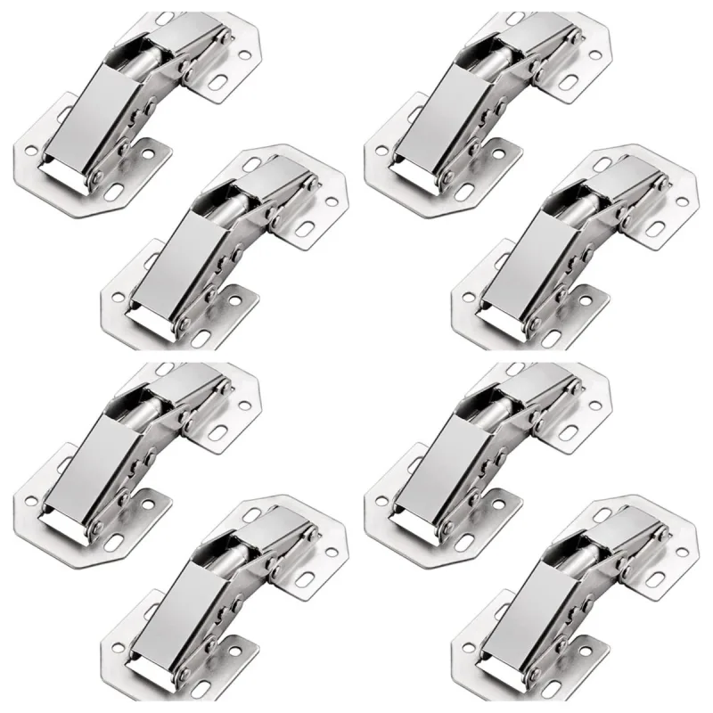 Bisagras para puertas de armarios de cocina, bisagras invisibles para puertas de armarios - sin muescas (8 bisagras)