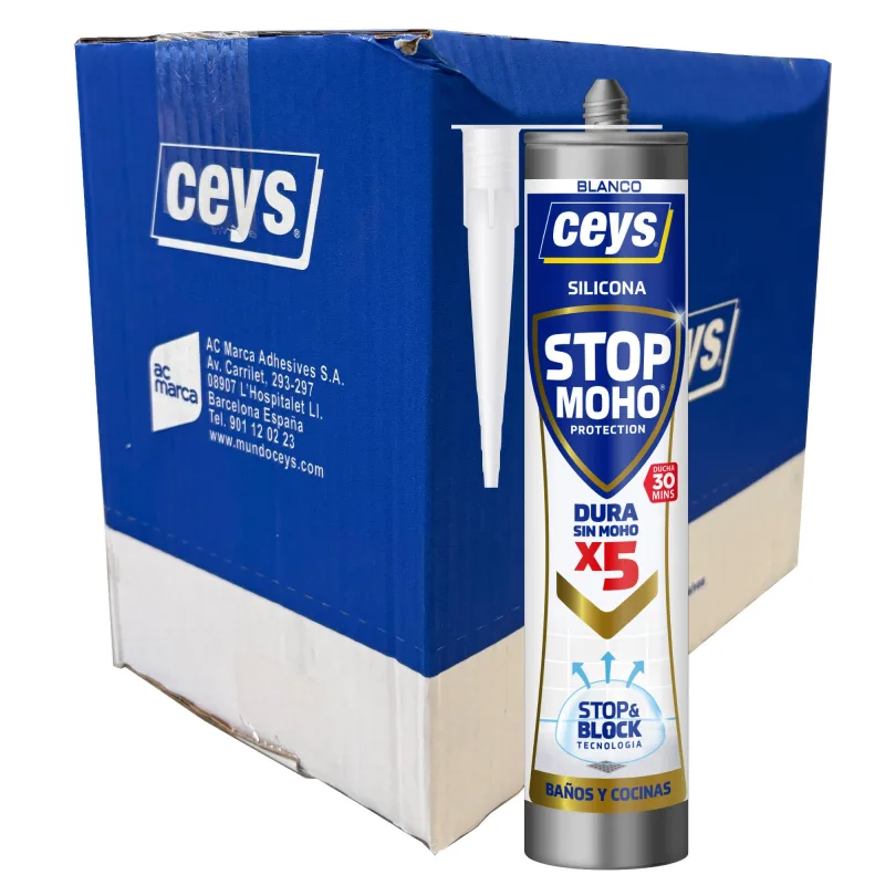 Caja de 12 siliconas sanitarias ceys 290 ml blanco