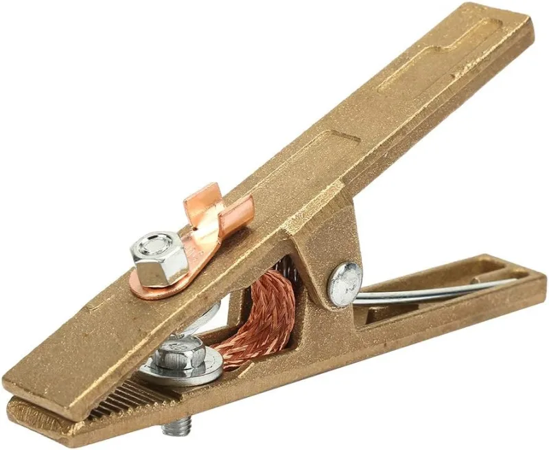 Pinza de puesta a tierra. pinza de puesta a tierra con robustas mordazas de latón, apta para máquinas de soldar de 260 a 500 a.