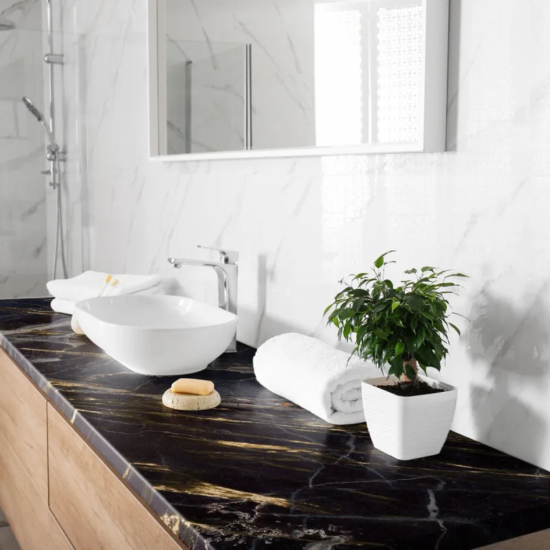 Revestimiento adhesive para mármol oscuro de bangkok h60 x w200 cm - adhesivo de pared - revestimiento sticker mural decorativo