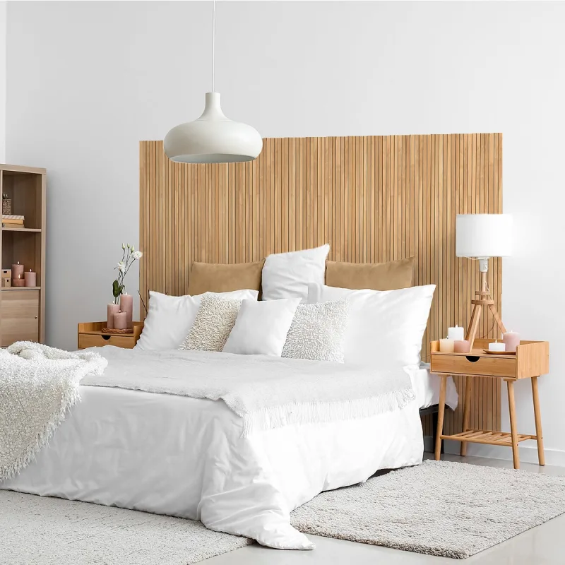 Vinilo cabecero madera escandinava h120 x w180 cm - adhesivo de pared - revestimiento sticker mural decorativo