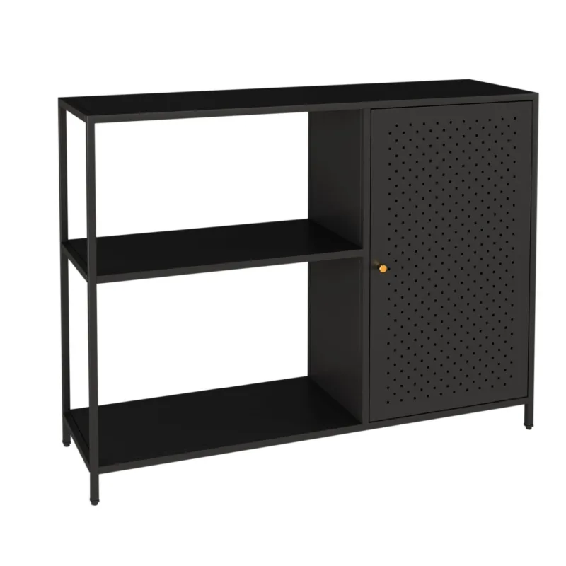 Estantería 75 x 100 x 30 cm mueble de almacenaje de metal negro mate 03_0008919