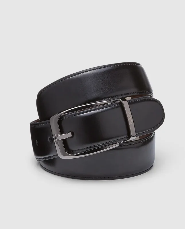 Mirto - Cinturón de hombre negro reversible. Hecho en España..