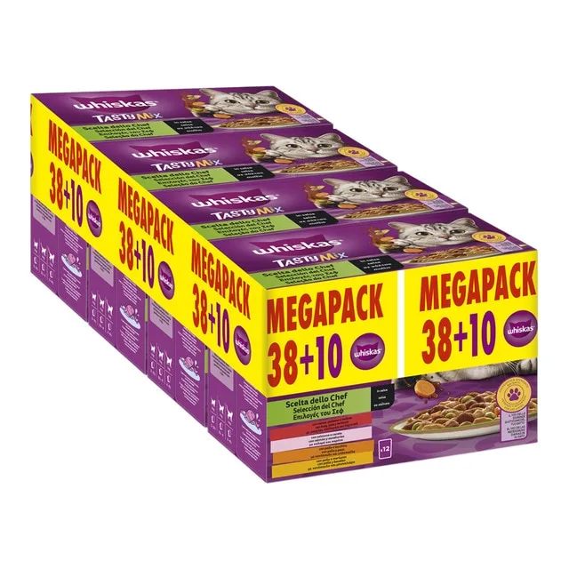 Whiskas - Comida húmeda para gatos adultos +1 año Whiskas Tasty Mix Selección del Chef en salsa.