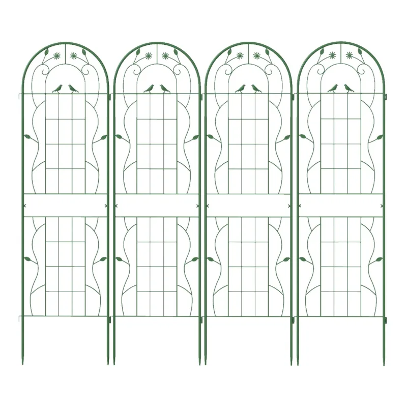 Costway Paquete de 4 Enrejados de Jardín de Metal 180x50cm Set de Soportes para Enredaderas Plantas Trepadoras Verduras Plantas Verde