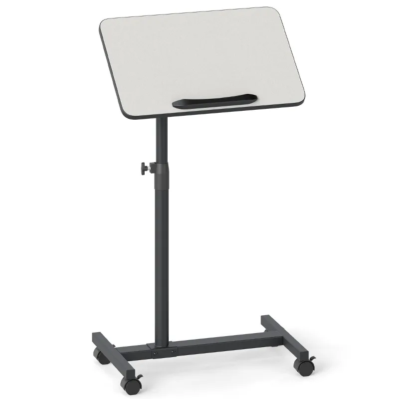 Costway Mesa Auxiliar en Forma de C Mesa Lateral de Altura Ajustable con Tapa Inclinable Bandeja de TV Giratoria 360° para Espacios Pequeños Gris
