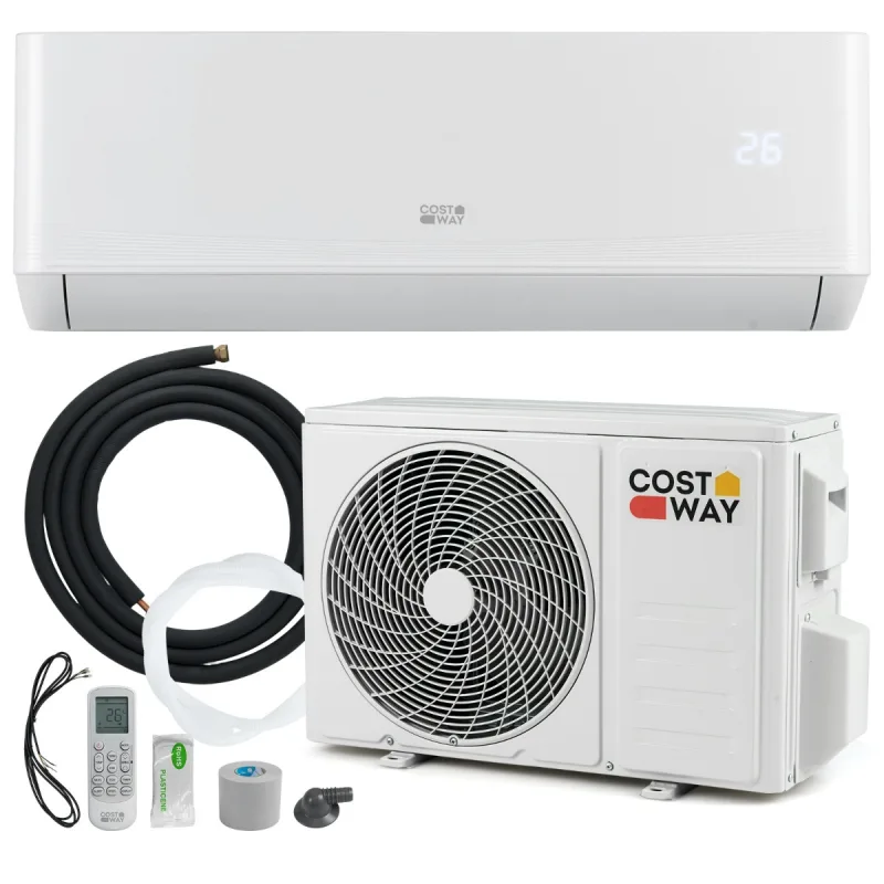 Costway Aire Acondicionado Mini Split de 12000 BTU (26 kW) Unidad de Aire Acondicionado de Alta Eficiencia Energética A++ con Bomba de Calor Blanco