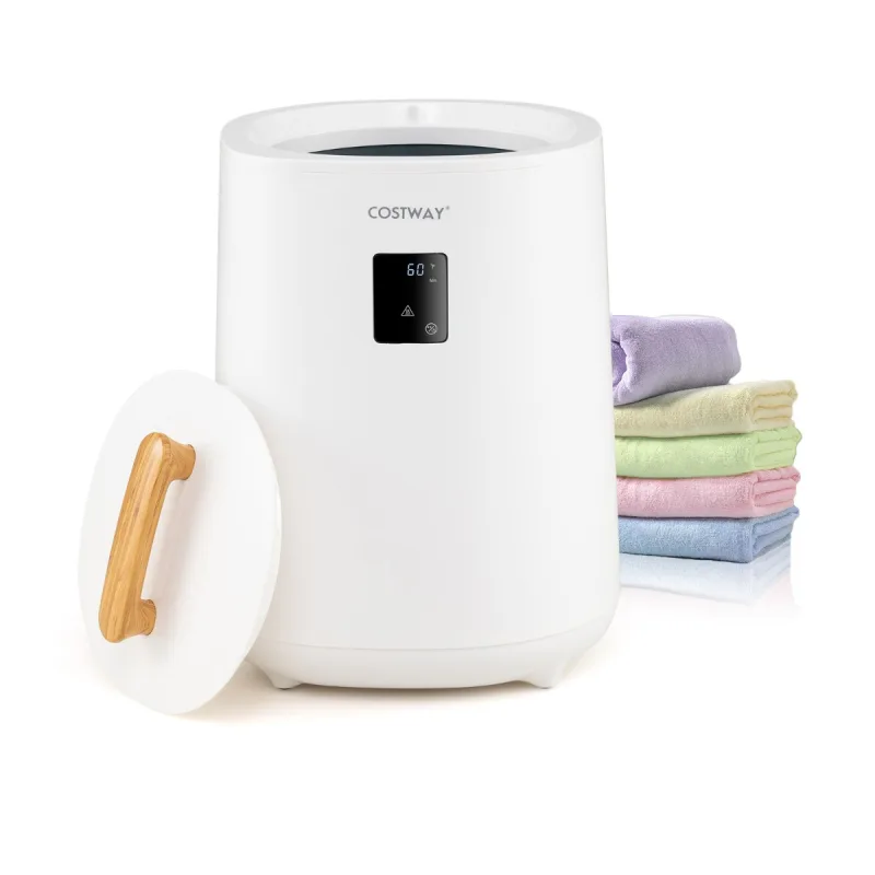 Costway Calentador de Toallas para Baño Calentador de Mantas Grande de 18 L con Pantalla LED y Apagado Automático Cubo Portátil para Toallas Blanco