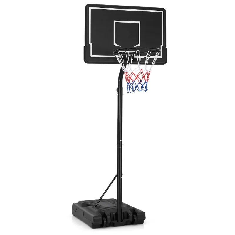 Costway Aro de Baloncesto Portátil Ajustable de 2,1-2,6 m para Niños con Base Rellenable Tablero de PC Inastillable Ruedas de Transporte Negro